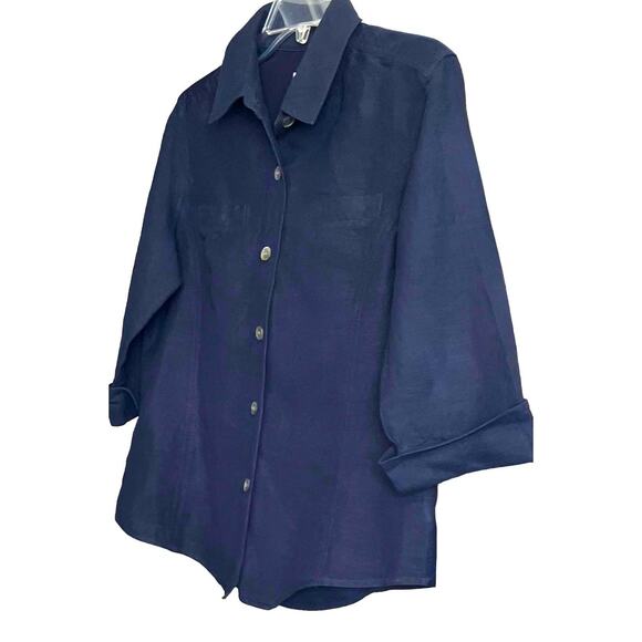 EMMA JAMES BLAZER JACKET, WOMENS, 8, NAVY BLUE, FRONT BUTTON, 3/4 CUFFED SLEEVES - Picture 4 of 12